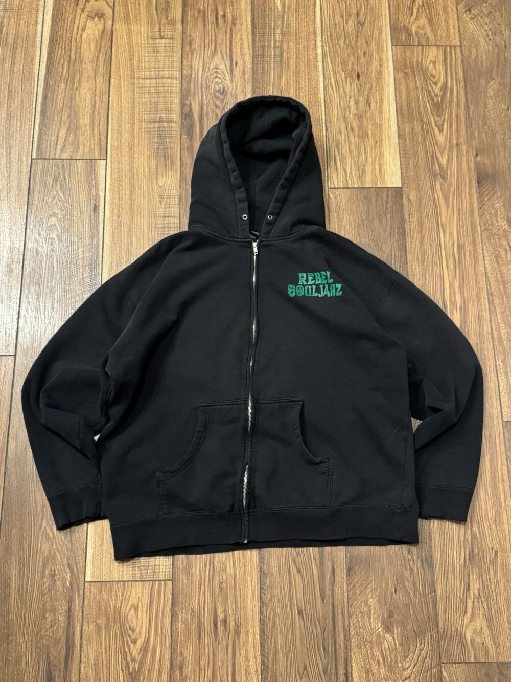Vintage Y2K Thrashed Faded Rebel Souljahz Full Zip Graphic Hoodie Reggae Sz XL